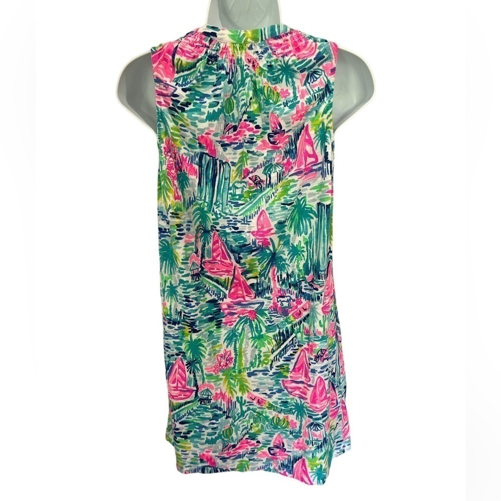 Lilly Pulitzer Essie pink and blue Sea Dreamin sleeveless V-neck mini dress XS - Picture 4 of 7